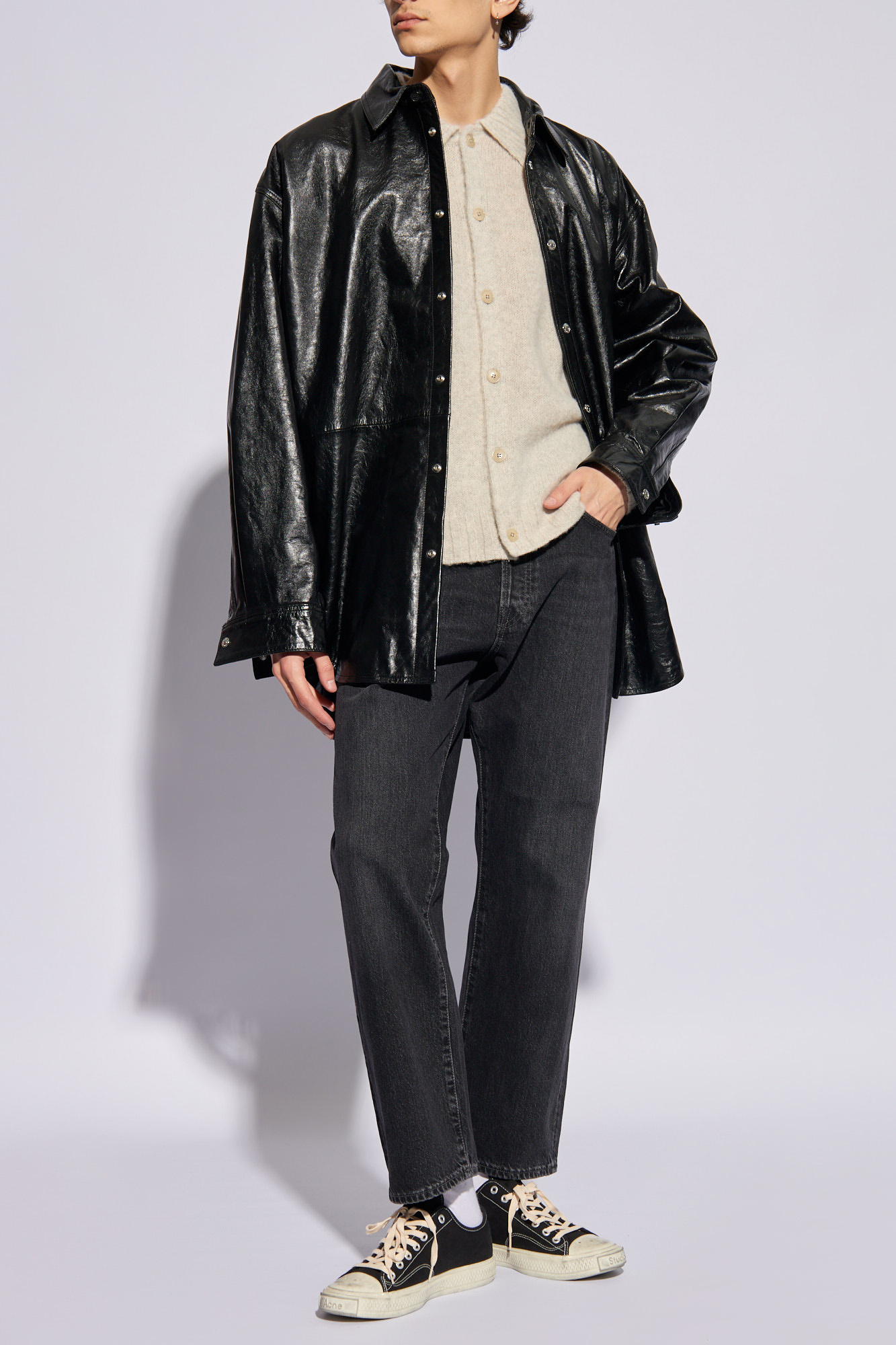 Acne studios leather jacket on sale mens